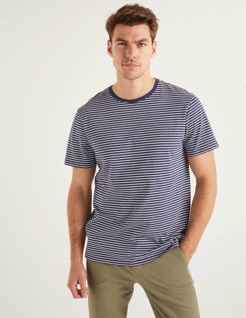 Vorgewaschenes T-Shirt - Navy/Naturweiß, Gestreift Vorgewaschenes T-Shirt - Navy/Naturweiß, Gestreift