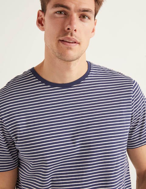 Vorgewaschenes T-Shirt - Navy/Naturweiß, Gestreift Vorgewaschenes T-Shirt - Navy/Naturweiß, Gestreift
