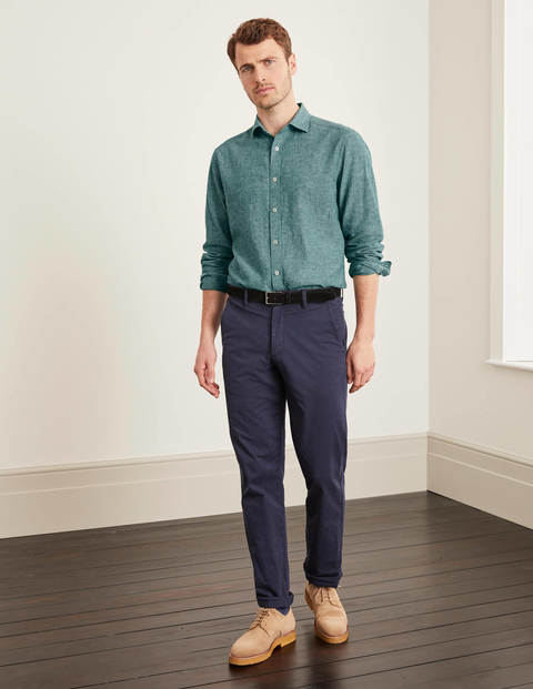 Linen Cotton Shirt - Bottle Green Chambray Linen Cotton Shirt - Bottle Green Chambray