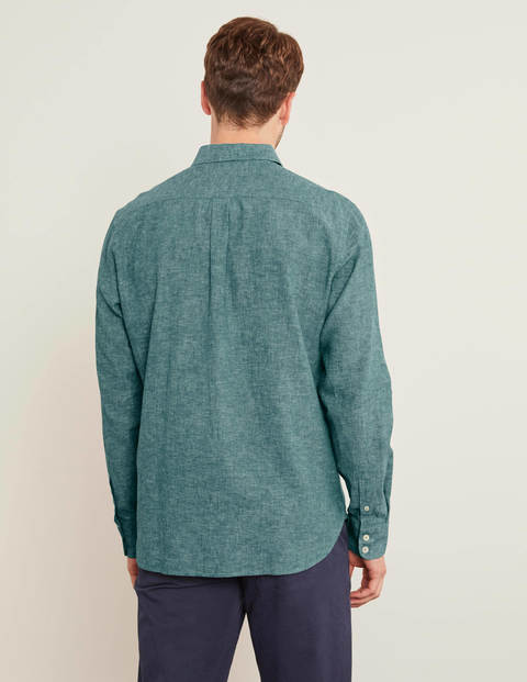Linen Cotton Shirt - Bottle Green Chambray Linen Cotton Shirt - Bottle Green Chambray