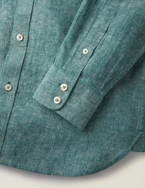 Linen Cotton Shirt - Bottle Green Chambray Linen Cotton Shirt - Bottle Green Chambray