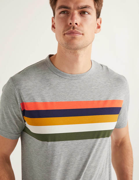 Slub Stripe T-Shirt - Grey Marl Stripe Slub Stripe T-Shirt - Grey Marl Stripe