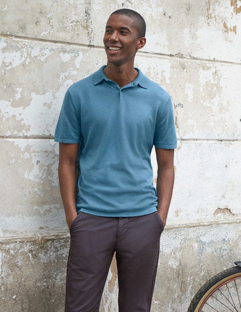 Finsbury Knitted Polo - Storm Blue Finsbury Knitted Polo - Storm Blue
