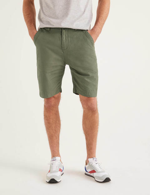 Cotton Linen Utility Shorts - Washed Khaki Cotton Linen Utility Shorts - Washed Khaki