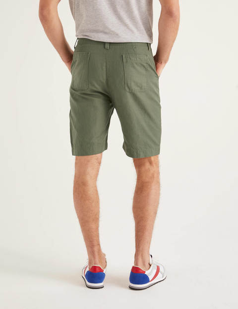 Cotton Linen Utility Shorts - Washed Khaki Cotton Linen Utility Shorts - Washed Khaki