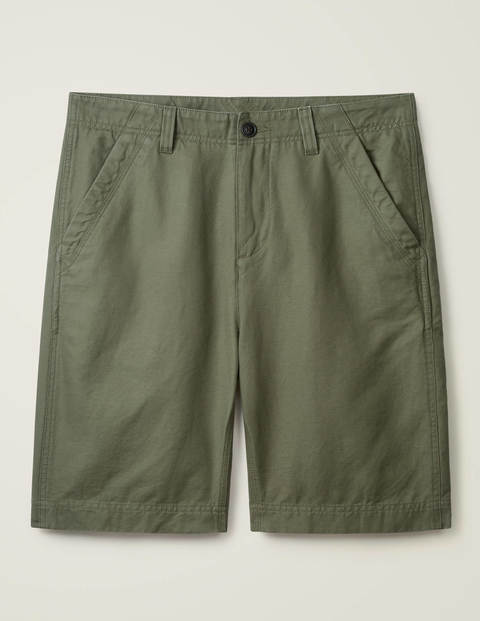 Cotton Linen Utility Shorts - Washed Khaki Cotton Linen Utility Shorts - Washed Khaki