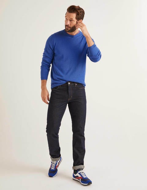 Haddon Cotton Linen Crew - Bold Blue Haddon Cotton Linen Crew - Bold Blue