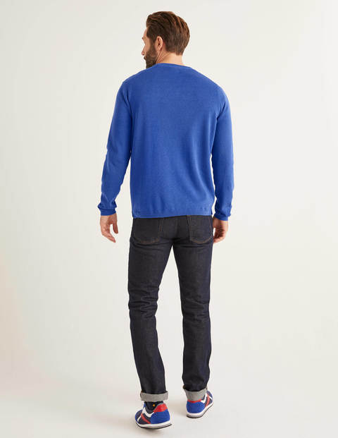 Haddon Cotton Linen Crew - Bold Blue Haddon Cotton Linen Crew - Bold Blue