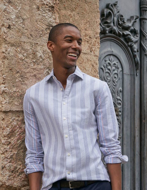 Slim Fit Stripe Shirt - Violet Blue Engineered Stripe Slim Fit Stripe Shirt - Violet Blue Engineered Stripe