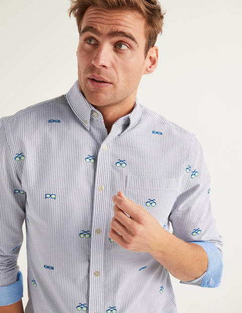 Slim Fit Modern Oxford Shirt - Glasses Embroidery Slim Fit Modern Oxford Shirt - Glasses Embroidery