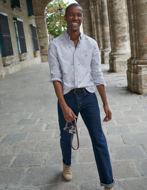 Chemise slim contemporaine en oxford - Lunettes brodées Chemise slim contemporaine en oxford - Lunettes brodées