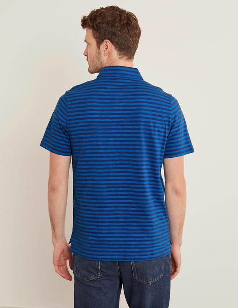 Gestreiftes Flammgarn-Poloshirt - Blautöne, Gestreift Gestreiftes Flammgarn-Poloshirt - Blautöne, Gestreift