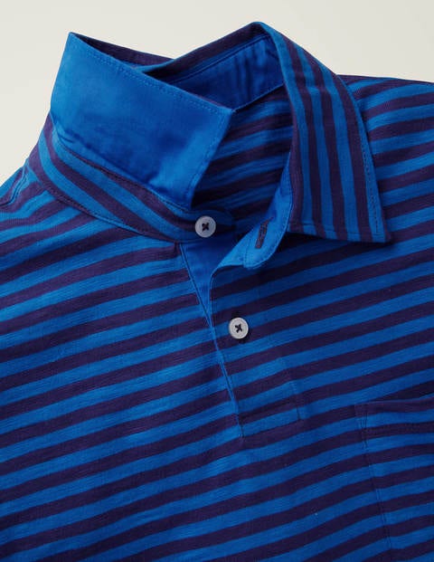 Gestreiftes Flammgarn-Poloshirt - Blautöne, Gestreift Gestreiftes Flammgarn-Poloshirt - Blautöne, Gestreift