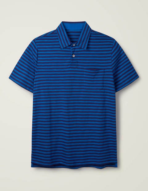 Gestreiftes Flammgarn-Poloshirt - Blautöne, Gestreift Gestreiftes Flammgarn-Poloshirt - Blautöne, Gestreift