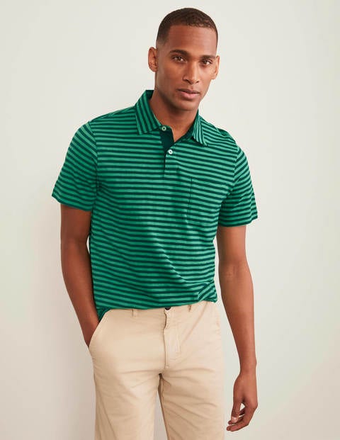 Slub Stripe Polo - Greens Stripe Slub Stripe Polo - Greens Stripe