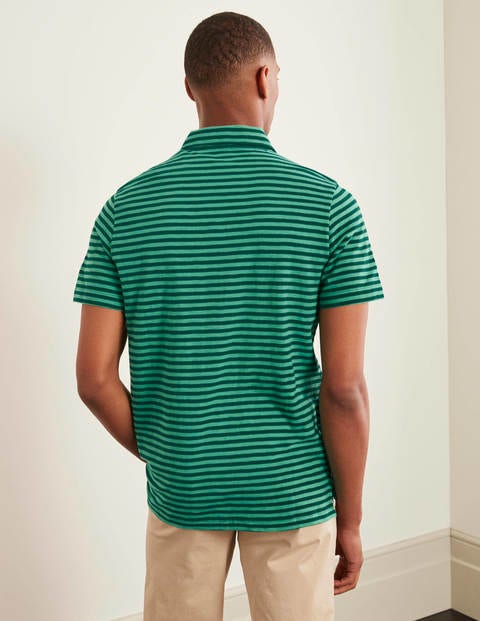 Slub Stripe Polo - Greens Stripe Slub Stripe Polo - Greens Stripe
