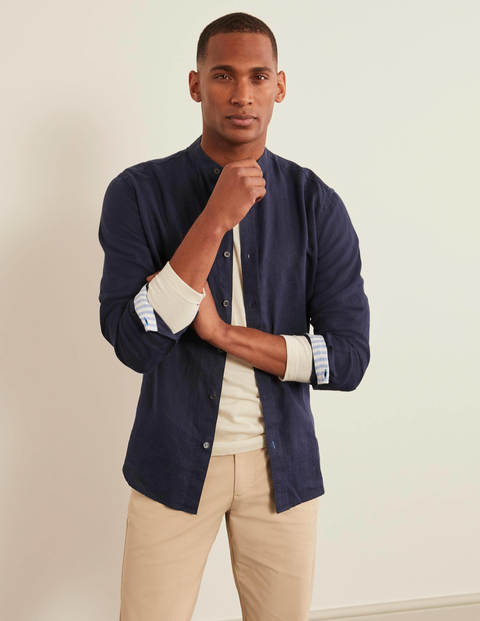 Linen Grandad Shirt - French Navy Linen Grandad Shirt - French Navy