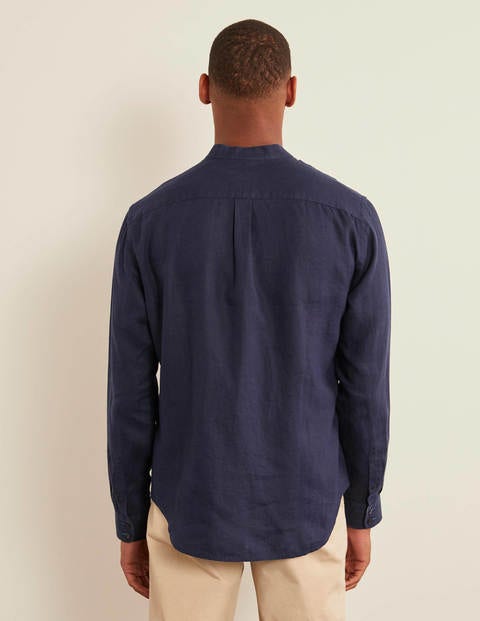 Linen Grandad Shirt - French Navy Linen Grandad Shirt - French Navy