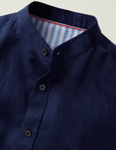 Linen Grandad Shirt - French Navy Linen Grandad Shirt - French Navy