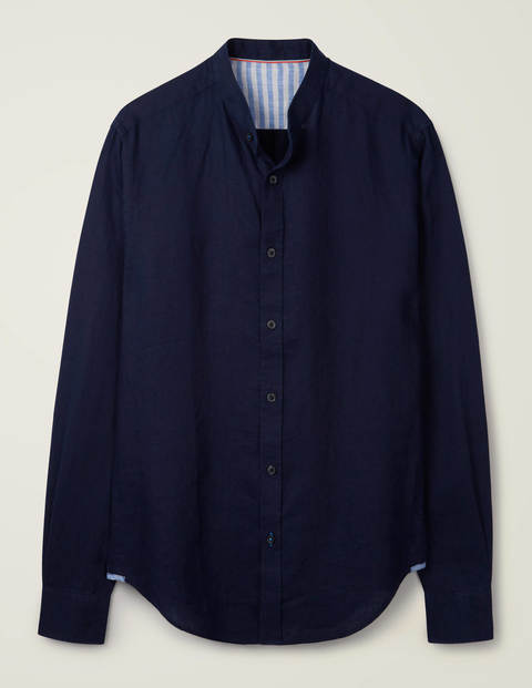 Linen Grandad Shirt - French Navy Linen Grandad Shirt - French Navy