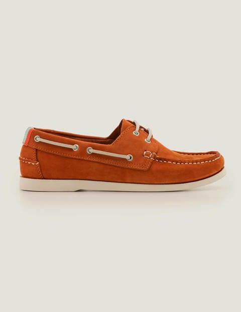 Boat Shoes - Orange Red Leather Boat Shoes - Orange Red Leather