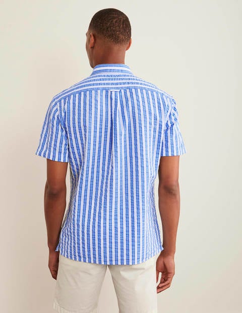 Short Sleeve Shirt - Blue Seersucker Stripe Short Sleeve Shirt - Blue Seersucker Stripe