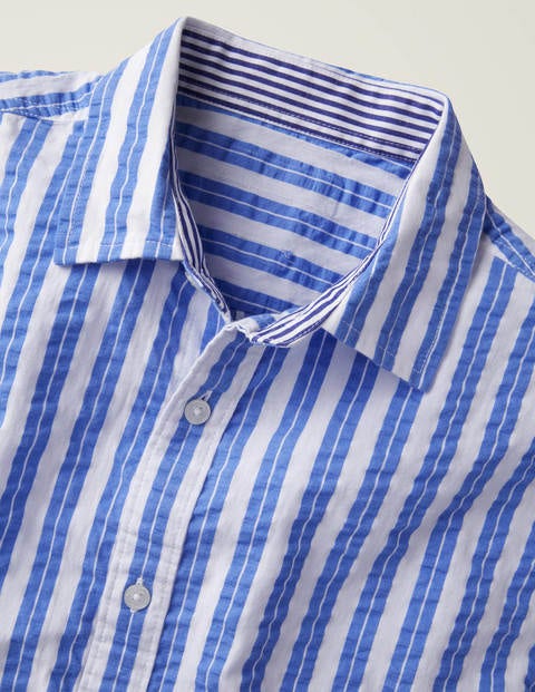 Short Sleeve Shirt - Blue Seersucker Stripe Short Sleeve Shirt - Blue Seersucker Stripe