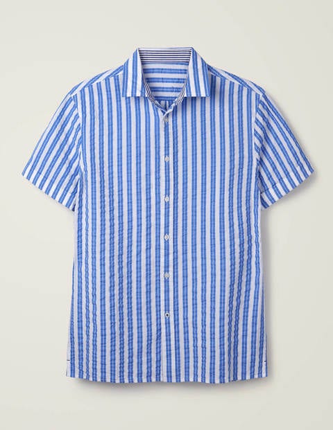 Short Sleeve Shirt - Blue Seersucker Stripe Short Sleeve Shirt - Blue Seersucker Stripe