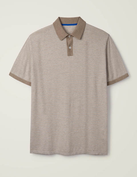 Gestreiftes Strick-Poloshirt - Hellbeige, Gestreift Gestreiftes Strick-Poloshirt - Hellbeige, Gestreift