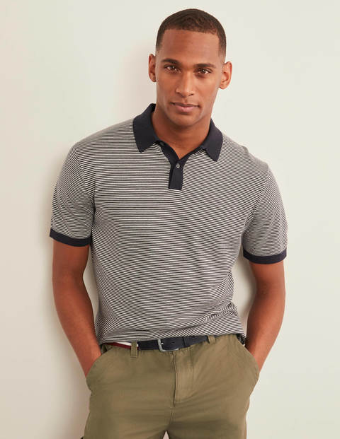 Stripe Knitted Polo - Navy Stripe Stripe Knitted Polo - Navy Stripe