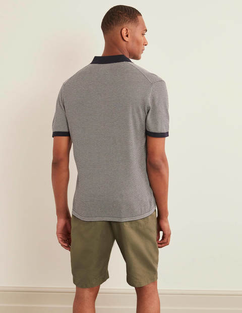 Stripe Knitted Polo - Navy Stripe Stripe Knitted Polo - Navy Stripe