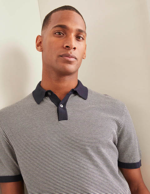 Stripe Knitted Polo - Navy Stripe Stripe Knitted Polo - Navy Stripe