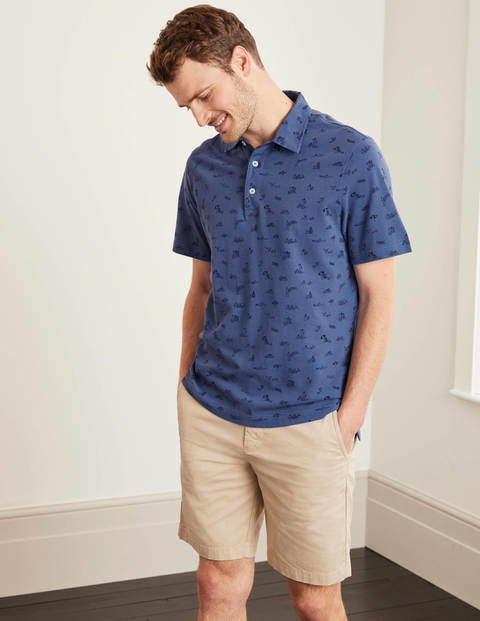 Fröhliches Piqué-Poloshirt - Blautöne, Strandtag Fröhliches Piqué-Poloshirt - Blautöne, Strandtag