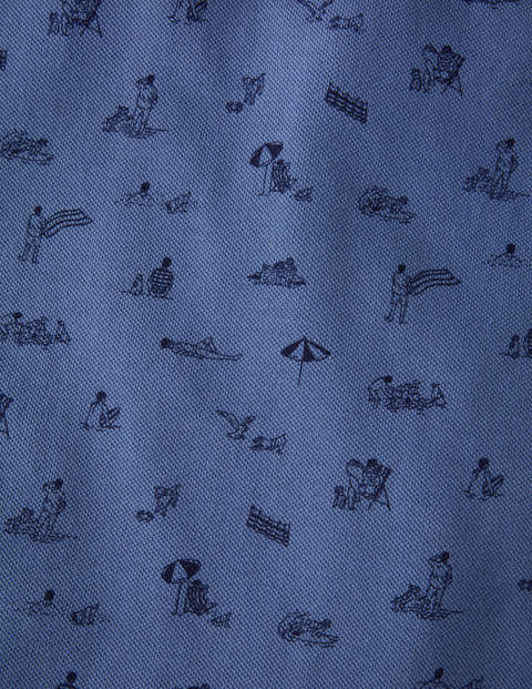 Fröhliches Piqué-Poloshirt - Blautöne, Strandtag Fröhliches Piqué-Poloshirt - Blautöne, Strandtag