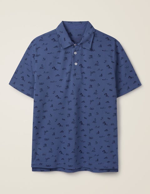 Fröhliches Piqué-Poloshirt - Blautöne, Strandtag Fröhliches Piqué-Poloshirt - Blautöne, Strandtag