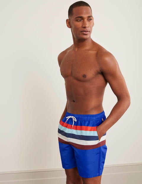 Short de bain - Rayé colourblock bleu