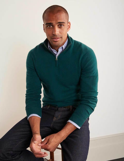 Cashmere Half-Zip - Emerald Night Green Cashmere Half-Zip - Emerald Night Green