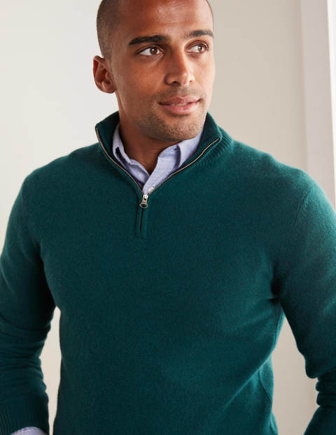 Cashmere Half-Zip - Emerald Night Green Cashmere Half-Zip - Emerald Night Green
