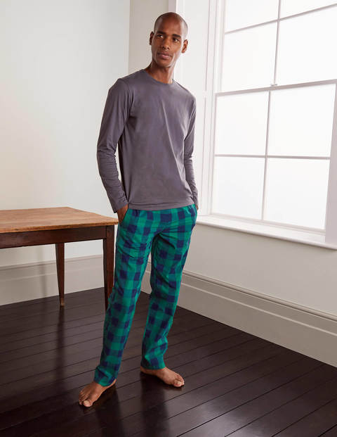 Cotton Poplin Pajama Bottoms - Green/Navy Gingham Cotton Poplin Pajama Bottoms - Green/Navy Gingham