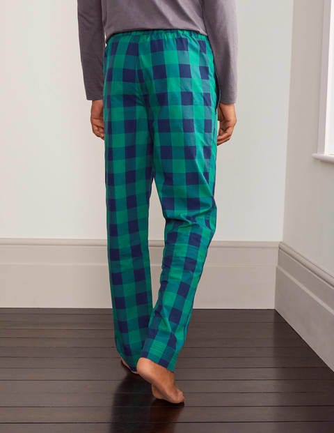 Cotton Poplin Pajama Bottoms - Green/Navy Gingham Cotton Poplin Pajama Bottoms - Green/Navy Gingham
