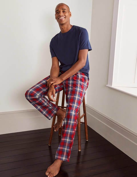Cotton Poplin Pajama Bottoms - Red Multi Check Cotton Poplin Pajama Bottoms - Red Multi Check