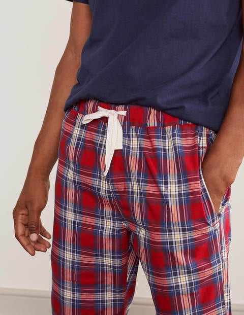 Cotton Poplin Pajama Bottoms - Red Multi Check Cotton Poplin Pajama Bottoms - Red Multi Check