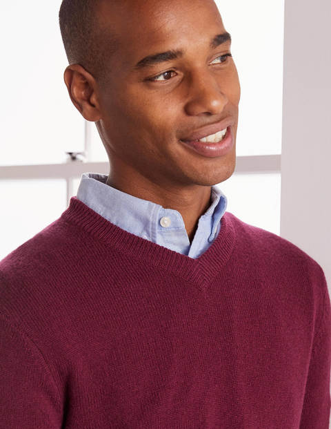 Pull col V en laine d'agneau - Rouge griotte Pull col V en laine d'agneau - Rouge griotte