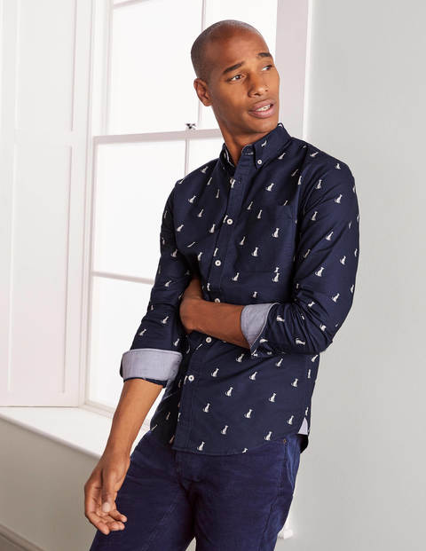 Modernes Oxford-Hemd - Navy, Dalmatinermuster Modernes Oxford-Hemd - Navy, Dalmatinermuster