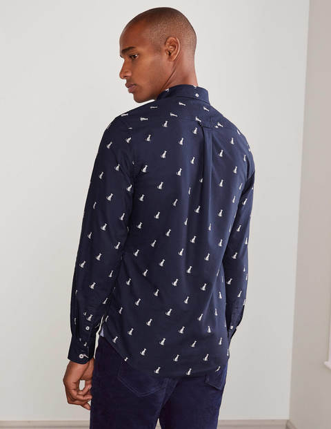 Modernes Oxford-Hemd - Navy, Dalmatinermuster Modernes Oxford-Hemd - Navy, Dalmatinermuster