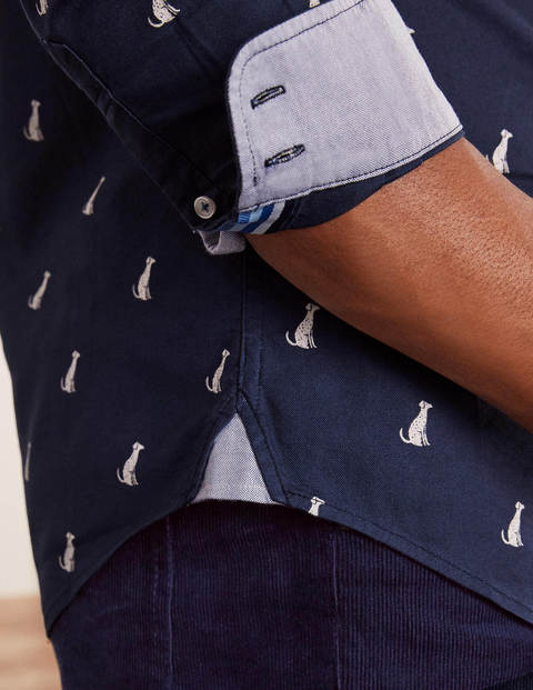 Modernes Oxford-Hemd - Navy, Dalmatinermuster Modernes Oxford-Hemd - Navy, Dalmatinermuster