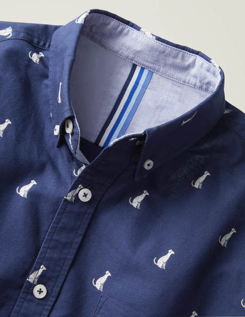 Modernes Oxford-Hemd - Navy, Dalmatinermuster Modernes Oxford-Hemd - Navy, Dalmatinermuster