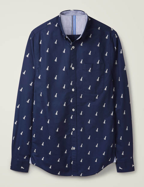 Modernes Oxford-Hemd - Navy, Dalmatinermuster Modernes Oxford-Hemd - Navy, Dalmatinermuster