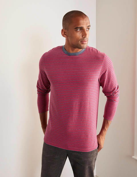 Long Sleeve Stripe T-shirt - Magenta Pink/Naval Blue Marl Long Sleeve Stripe T-shirt - Magenta Pink/Naval Blue Marl