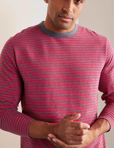 Long Sleeve Stripe T-shirt - Magenta Pink/Naval Blue Marl Long Sleeve Stripe T-shirt - Magenta Pink/Naval Blue Marl